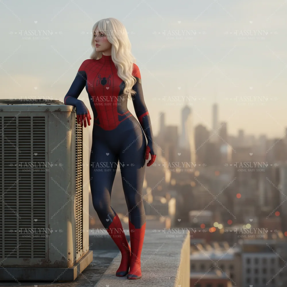 Disfraz de Spider-Girl Rojo y Negro para Mujer, Traje de Spiderman con Máscara, Disfraz de Superhéroe para Halloween, Comic Con, Chicas Geek