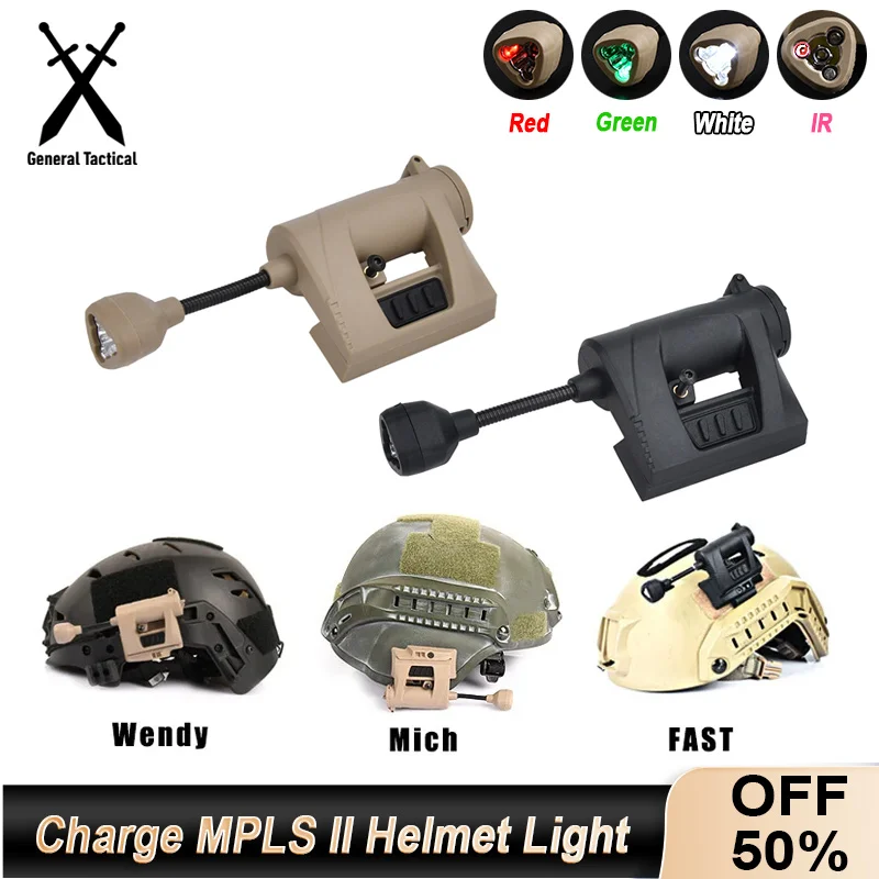 WADSN Tactical CHARGE MPLS 2.0 FAST Wendy Mich Helmet Light 4 Modes Red Green White IR LED Hunting Signal Lamp Outdoor Headlight