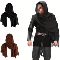 Vintage Men's Medieval Pirate Retro Hood Scarf Wrap Cloak Shoulder Cowl Renaissance Scarf Medieval Halloween Cosplay Costume