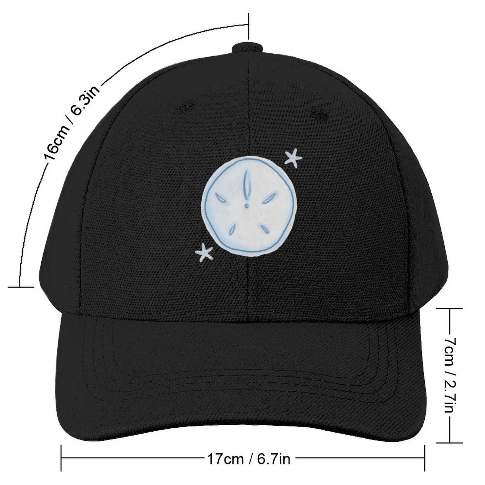 sand dollar wishes and starfish kisses Baseball Cap Sunhat black Mens Women's