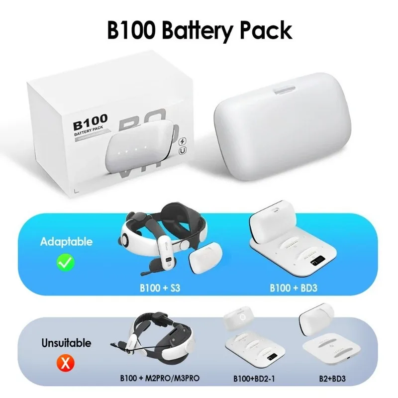 BOBOVR B100 بطارية بديلة لبطارية BOBOVR S3 Pro 10000mAh قوة بطارية مغناطيسية قابلة للتبديل السريع متوافقة مع ميتا كويست 3