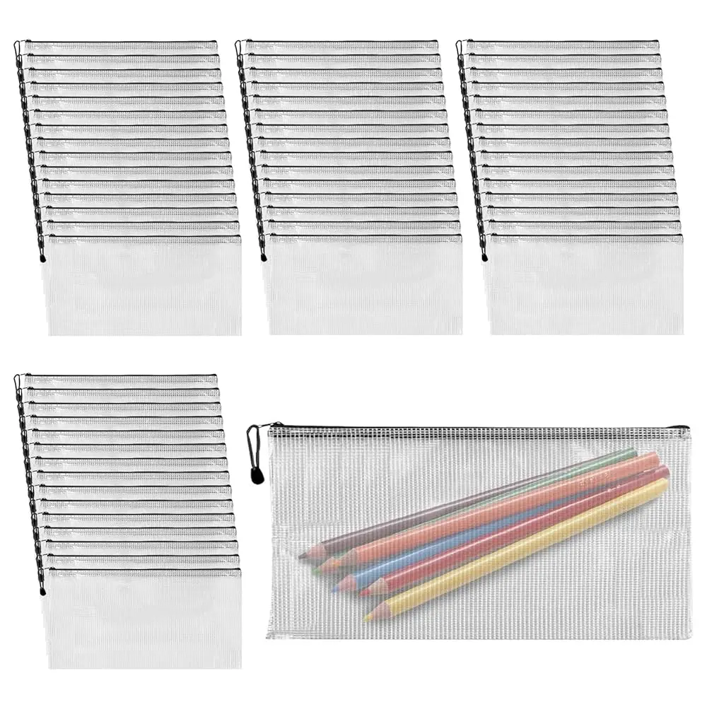 

100 Pcs Black Mesh Zipper Pouch Bulk Multipurpose Waterproof Zipper Pouches, 9.5x4.5 Inches Small Plastic Zipper Mesh Bags Cl