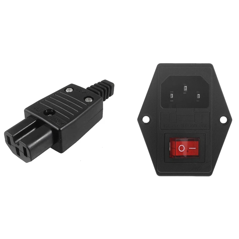 

1 Pcs IEC320 C15 Female Outlet Socket Power Adapter Connector & 1 Pcs 3 Pin Iec320 C14 Ac Inlet Male Plug Power Socket