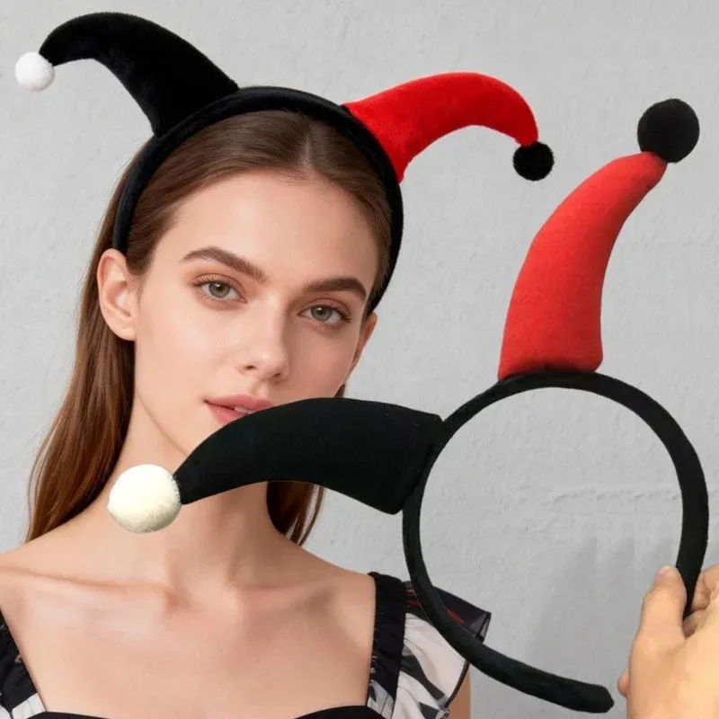 Funny Clown Quinn Cosplay Headwear Demon Joker Hair Accessories Retro Halloween Carnival Dress Up Party Costume Props