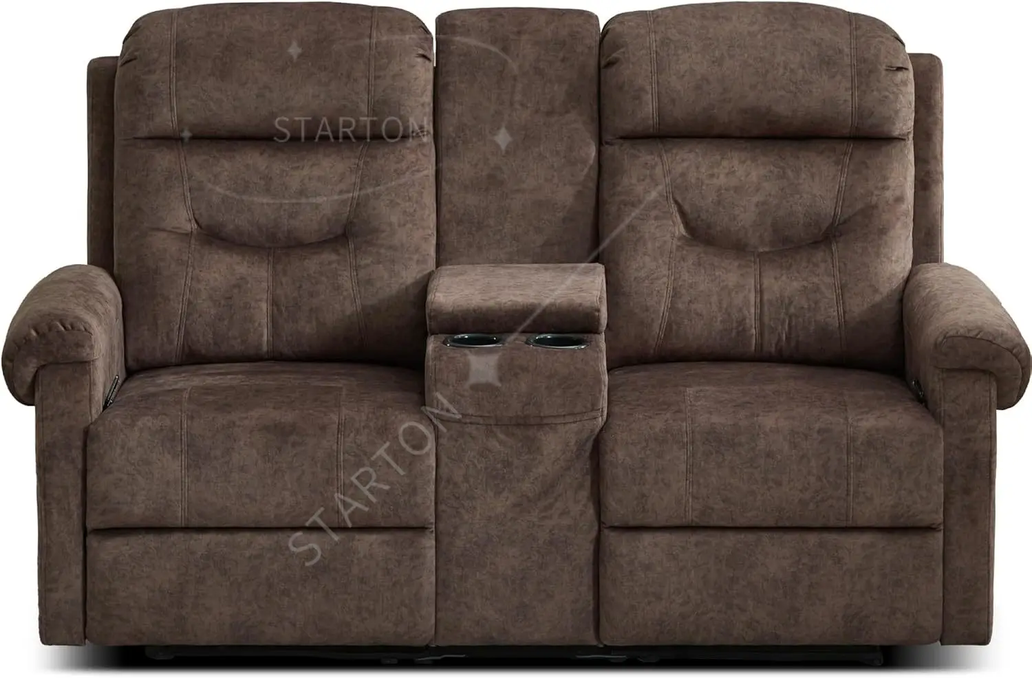 

Loveseat Recliner Sofa, Velvet Fabric Double Wall Hugger Reclining Couch Manual Home Movie Seating