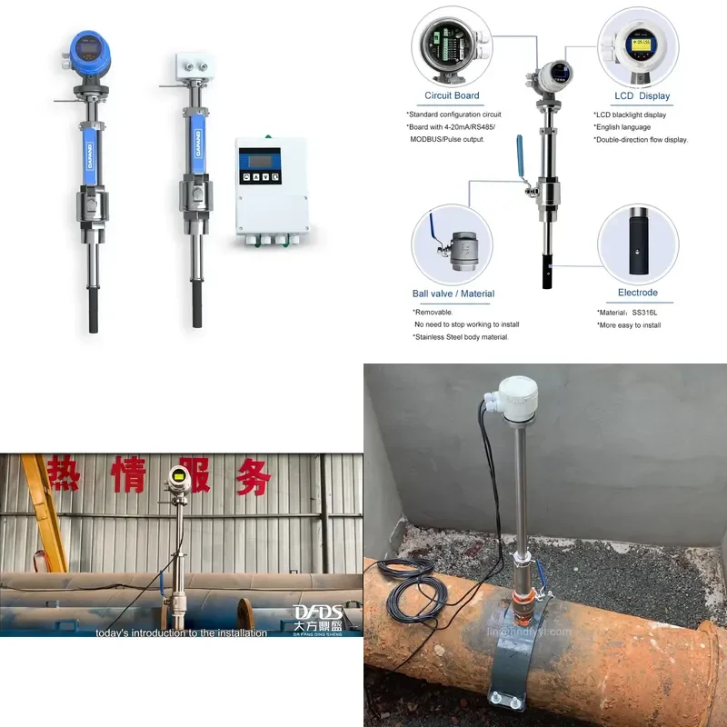 for Plug-in Electromagnetic Flow Meter 16 Inch 400mm Water Flow Sensor High Accuracy Industrial Liquid Measurement Tool
