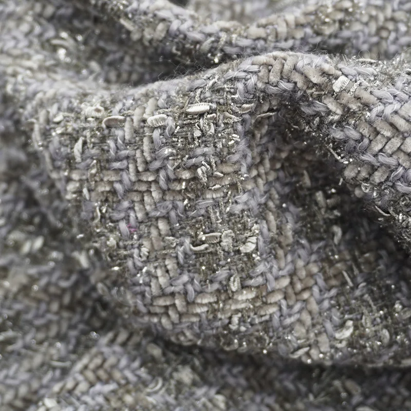 2025 Advanced Gray Bright Soft Shape Wool Tweed Fabric For Coat Telas Costura Tissus Couture ткань Sewing Stoffe Tecido Diy