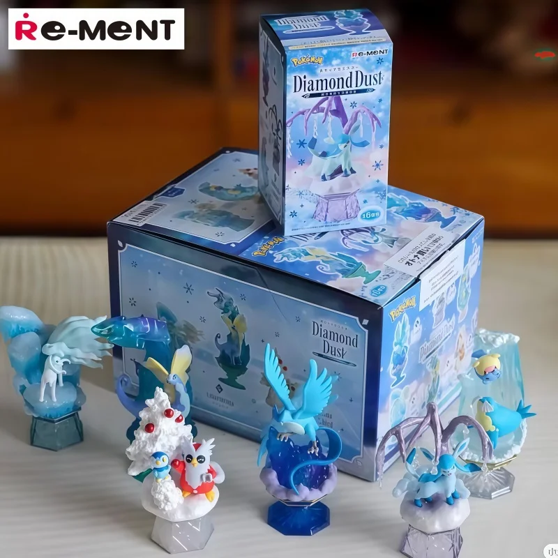 Genuine Re-Ment Pokemon Figures Diamond Ice Crystal Series Eevee Blind Box Miniature Scene Toy Ornament Collection Birthday Gift