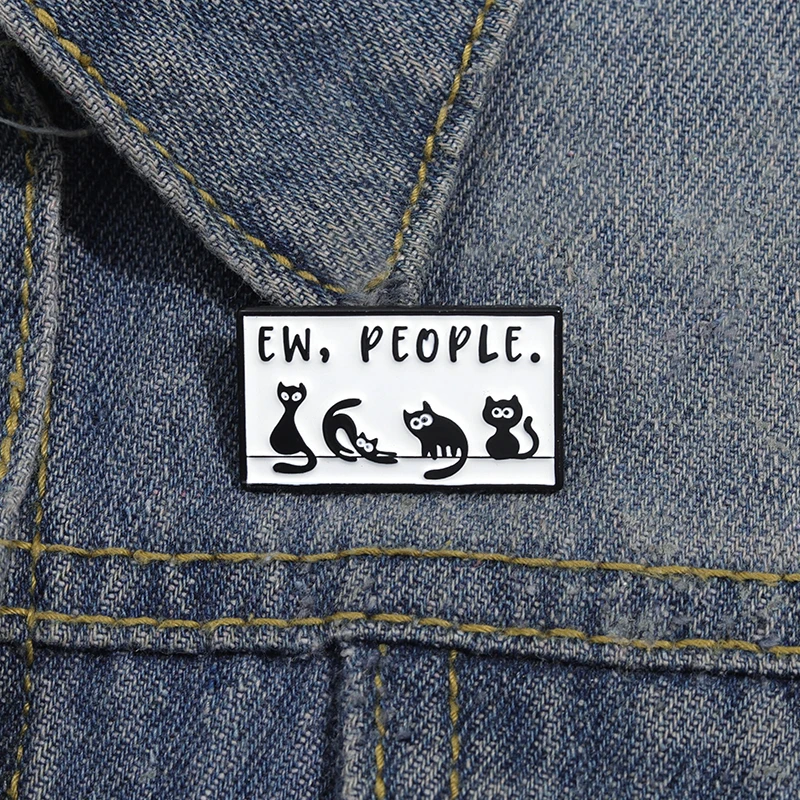 EW PEOPLE Black Cats Enamel Pins Punk Cartoon Kitten Brooches Lapel Badge Backpack Clothes Collar Pin Jewelry Gift for Friends