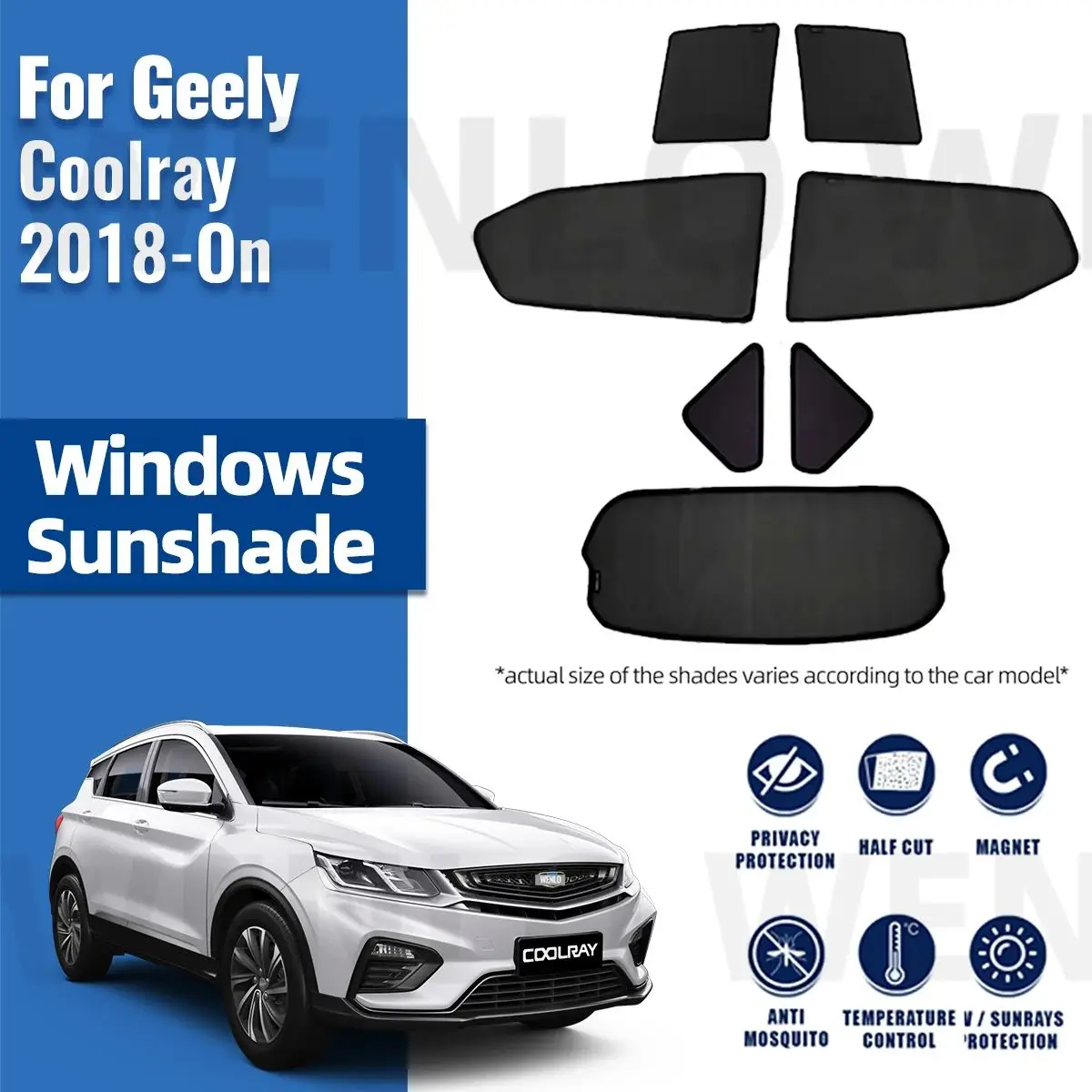 

For Geely Coolray SX11 2018-2021 2022 2023 Magnetic Car Sunshade Shield Front Windshield Curtain Rear Side Baby Window Sun Shade