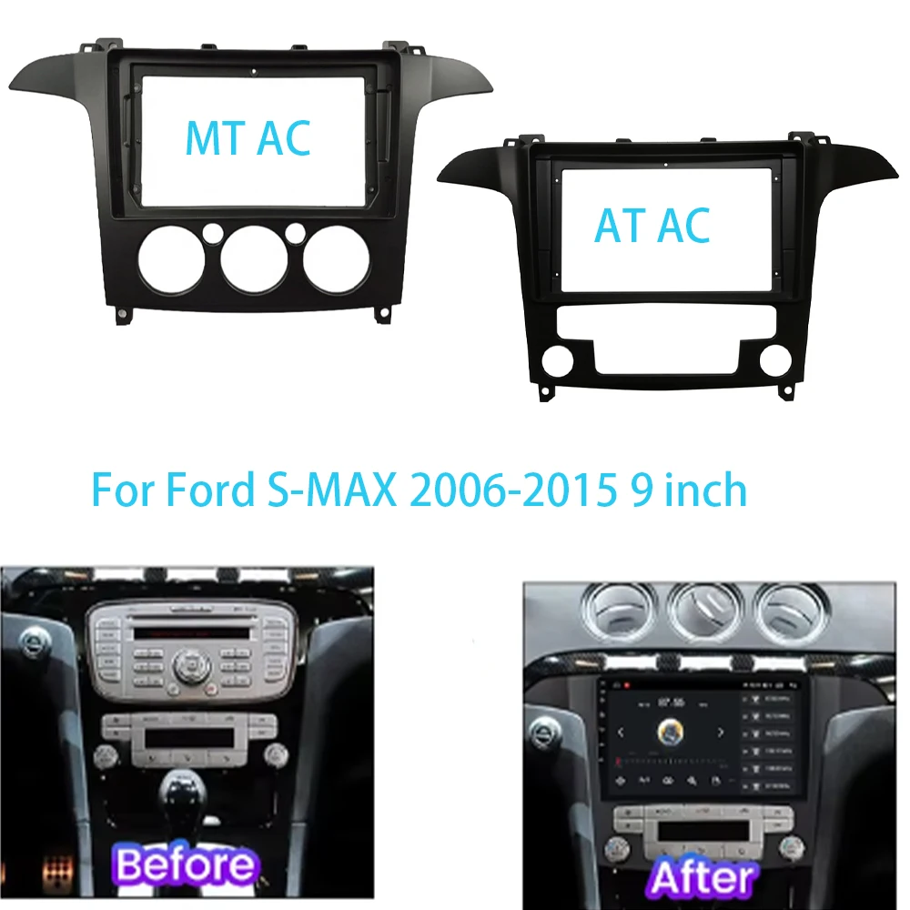 

9 Inch Car Frame Fascia Adapter Android Radio Dash Fitting Panel Kit For Ford S-MAX 2006-2015