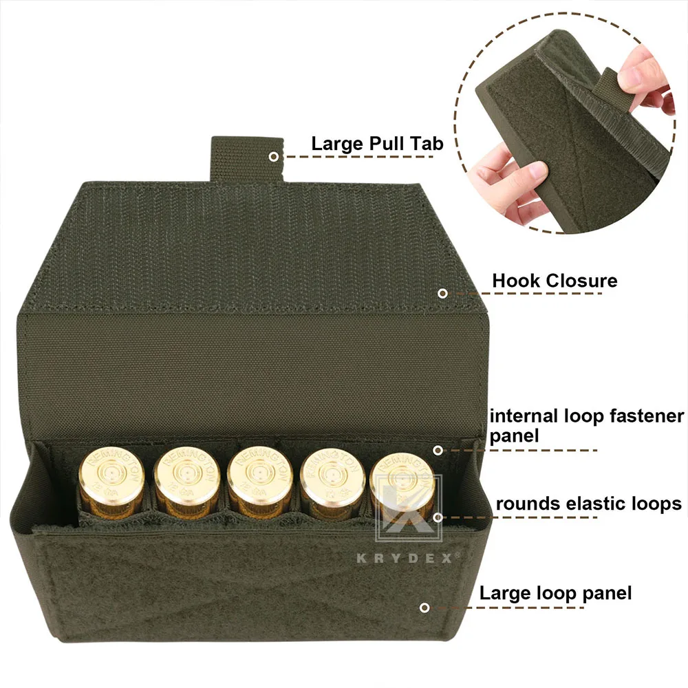 KRYDEX Tactical Molle Shell Ammo Pouch Removable Bullet Battery Holder Cellphone Pouch Waist Bag Shooting Hunting Accessories