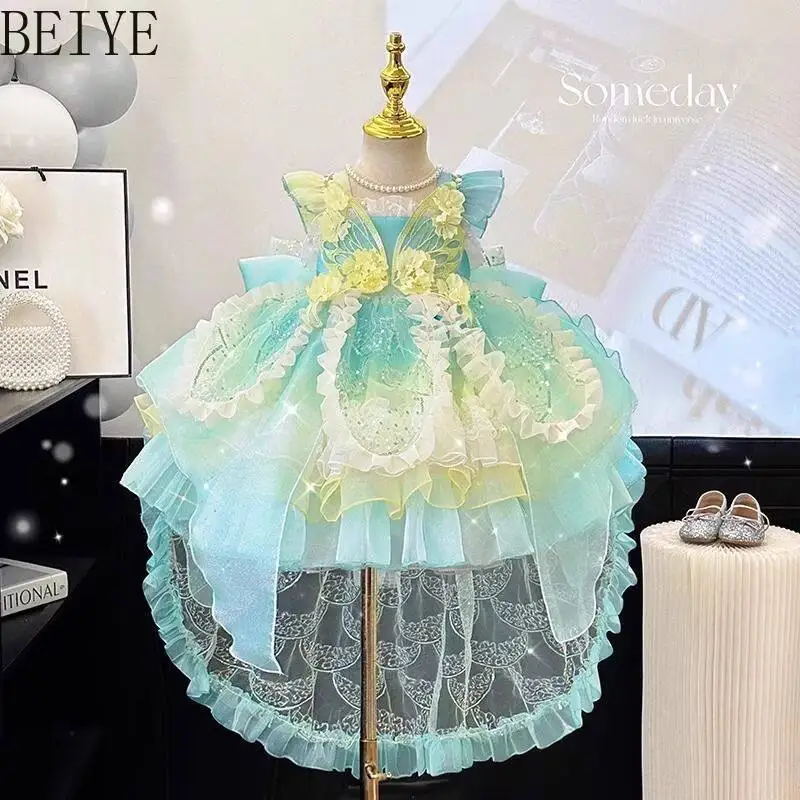 Girls' Lolita Princess Dress New Summer 2026 New Fairy Sweet and Cute Birthday Party Dresses for Baby Girls Princess Gown