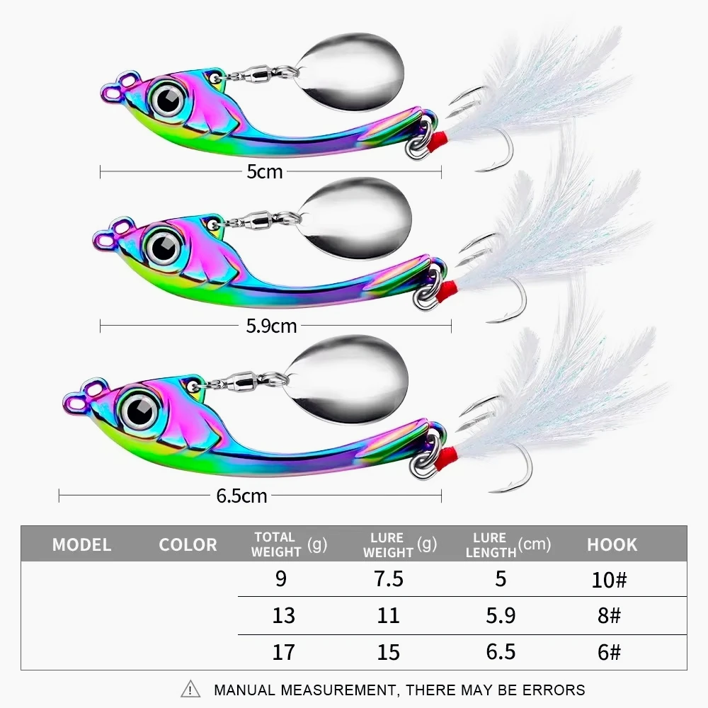 Fishing Lure 7g 10g 15g Metal Vib Spinner Bait Trolling Rotating Spoon Wobbler Sinking Hard Bait With Sequin For Bass Pike