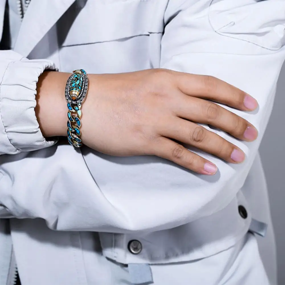 Positive Energy Bracelet Faux Turquoise Dzi Bead Bracelet Six-character Amulet Nine-eyed Spiritual Meditation Luck for Men