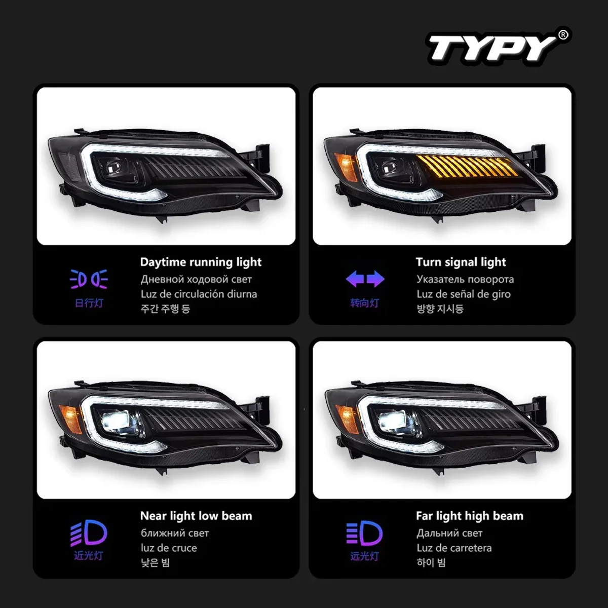 

TYPY новая светодиодная фара, обновленная, модифицированная для Subaru lmpreza WRX, 2008-2014, фара с динамическим сигналом, автоаксессуары