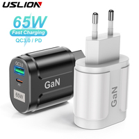 USLION 65W GaN USB C Charger Quick Charge Korea EU US Plug PD USB-C TypeC Fast USB Charger For iPhone 14 Xiaomi Samsung Macbook