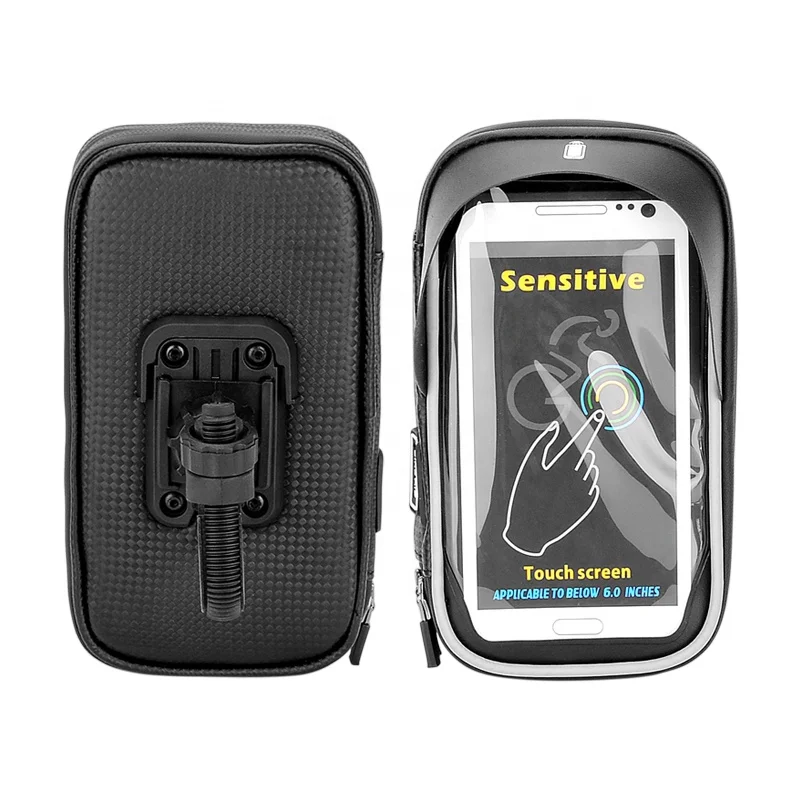 

Hot Selling Cycling Waterproof Zipper Two Pockets Bicycle Bag with Phone Holder 360 Rotation Bike Touch Screen Phone Bag