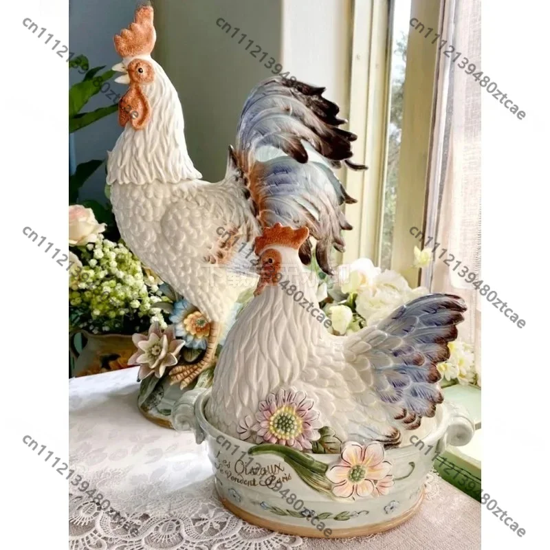 Ceramic Hen Storage Jar, Candy Cookie Snack Container, Egg Organizer Box Home Decoration Ornament Gift for Friends