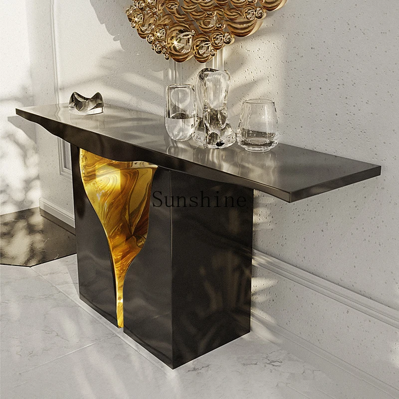 

Italian light luxury entrance table corridor modern minimalist living room facing the door art