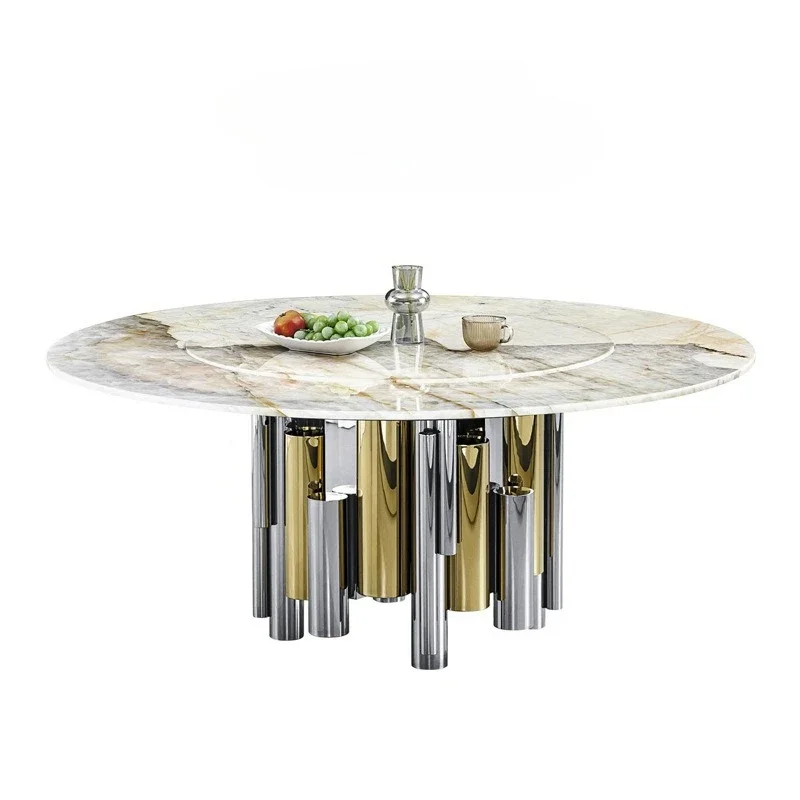Pandora natural luxury stone round dining table minimalist villa furniture large apartment 1.8 meters table
