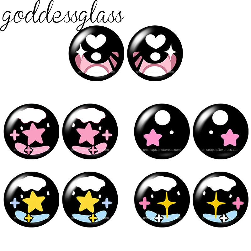 

5pairs Black Glass Cartoon Doll Eyes Stars Pupil Cute 12mm/18mm/20mm/25mm Round cabochon flat back Making findings Jewelry