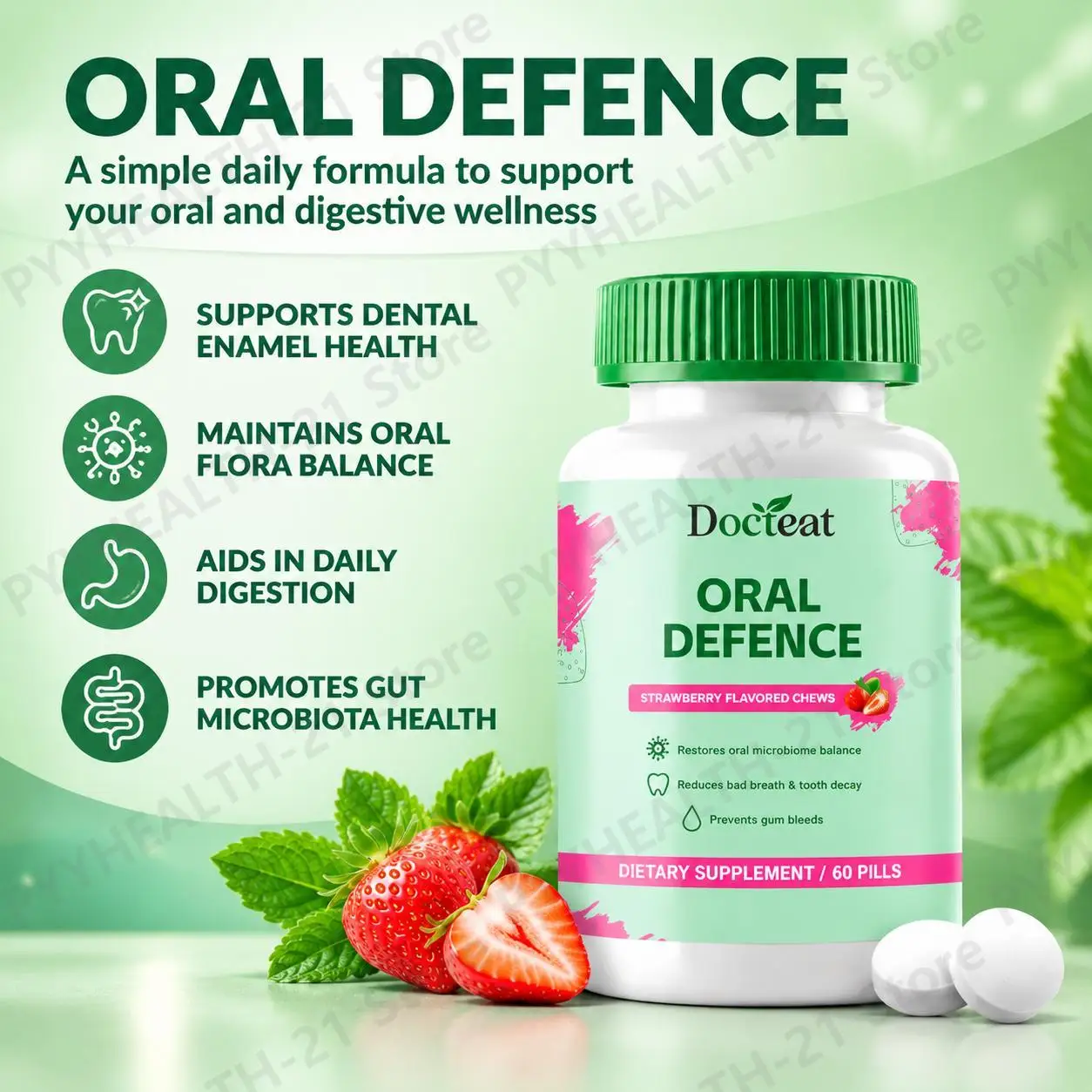 Oral Defence Tablets Promote Dental Enamel & Oral Flora Balance & Daily Digestion Hydroxyapatite 100mg Xylitol 50mg 60 Pills - view 2