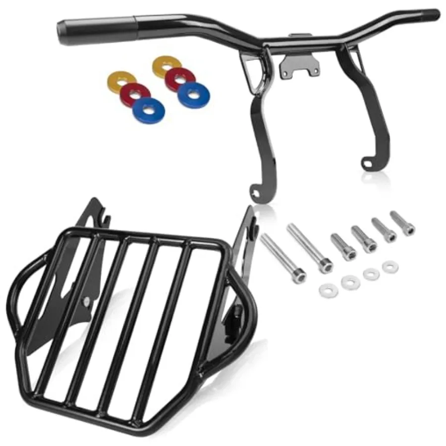 

Съемная двухместная багажная полка для мотоцикла, задняя монтажная стойка с передней защитой двигателя и шоссейными колышками, аварийная планка для улучшенного склада