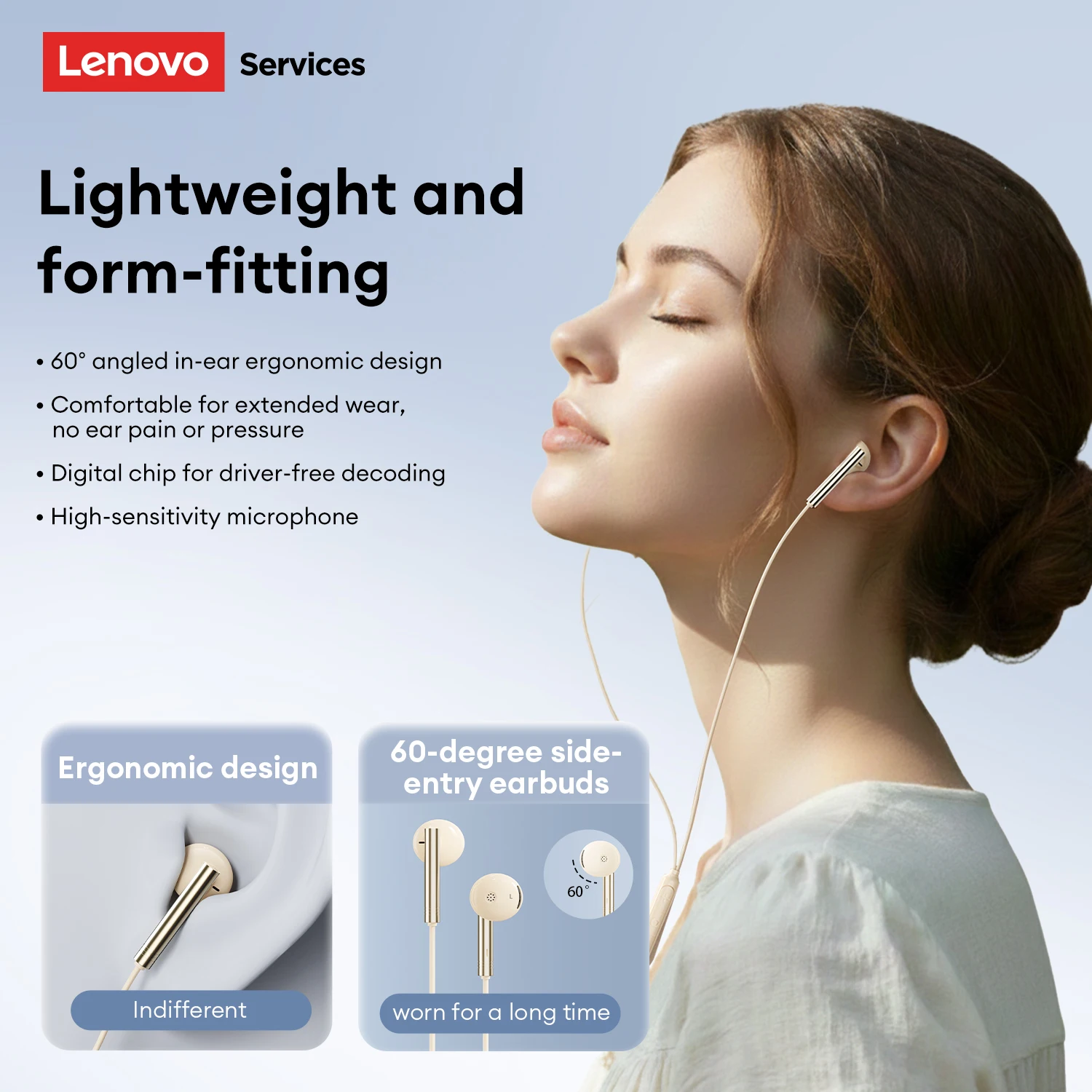 لينوفو السلكية سماعات مع هيئة التصنيع العسكري نوع C/3.5 مللي متر جاك الرياضة سماعات أذن سلكية لأجهزة الكمبيوتر المحمول الكمبيوتر اللوحي الهاتف سماعة الألعاب YF43