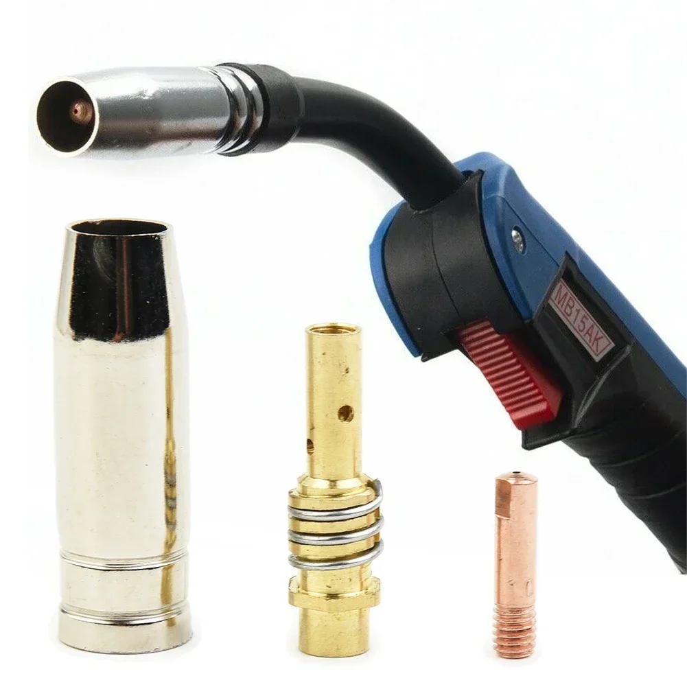 3 Pcs/Set CO2 MIG Welding Soldering Torch Air Cooled MB 15AK Contact Tip Holder Gas Nozzle Welding Tools Equipment Industrial