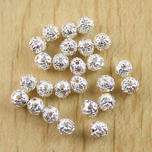 150pcs 4mm silver-tone spacers beads h0417