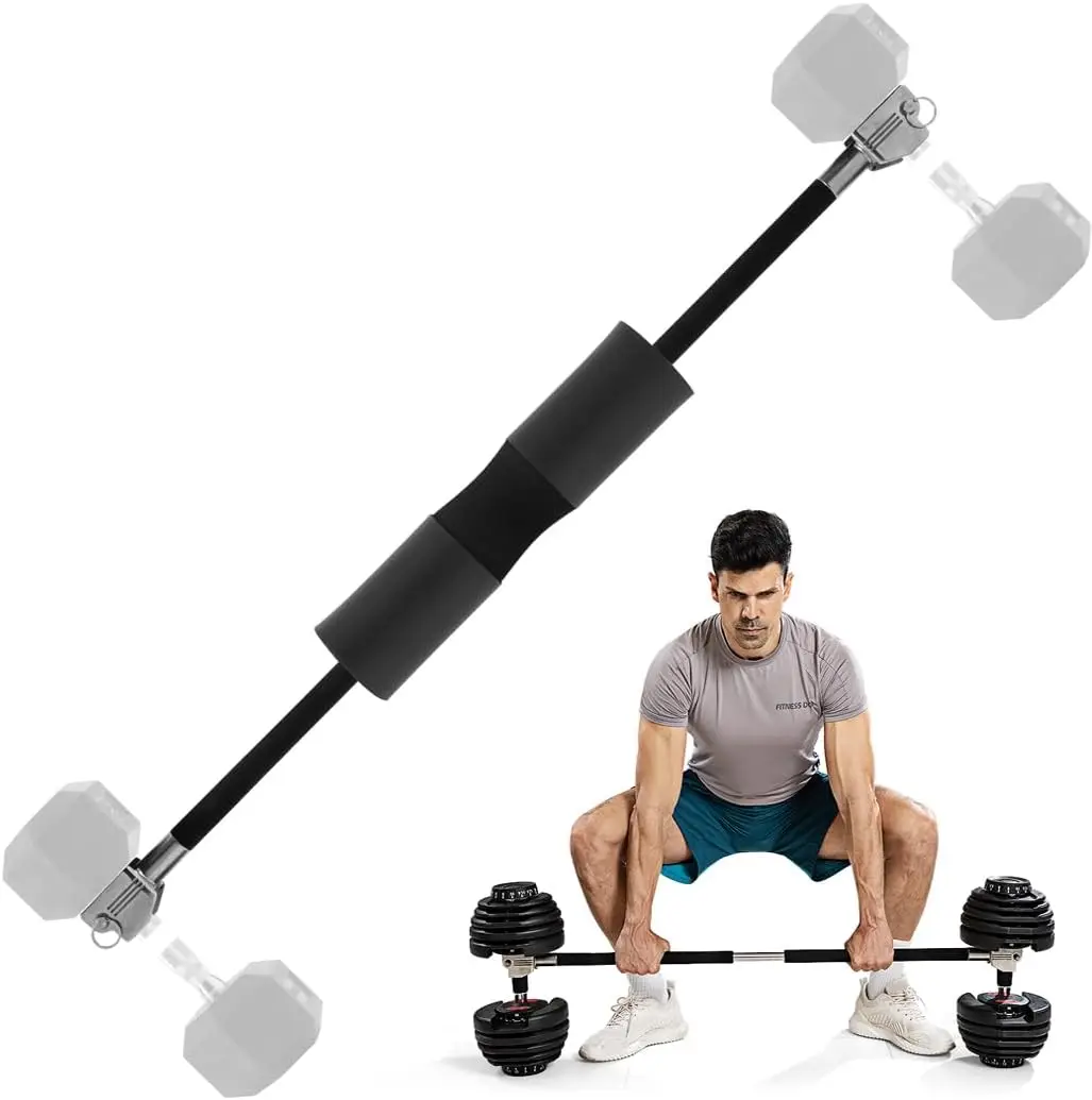 Dumbbell Barbell Converter Bar Adjustable Dumbbell to Barbell Converter Bar Metal Solid Heavy-duty Versatile Barbell Weight Bars