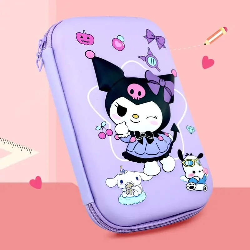 3D Decompression Sanrio Kuromi Pencil Bag, Papelaria bonito dos desenhos animados, Grande Capacidade, Abastecimento Escolar Kawaii, Lápis Case, Bolsa Presente, Novo