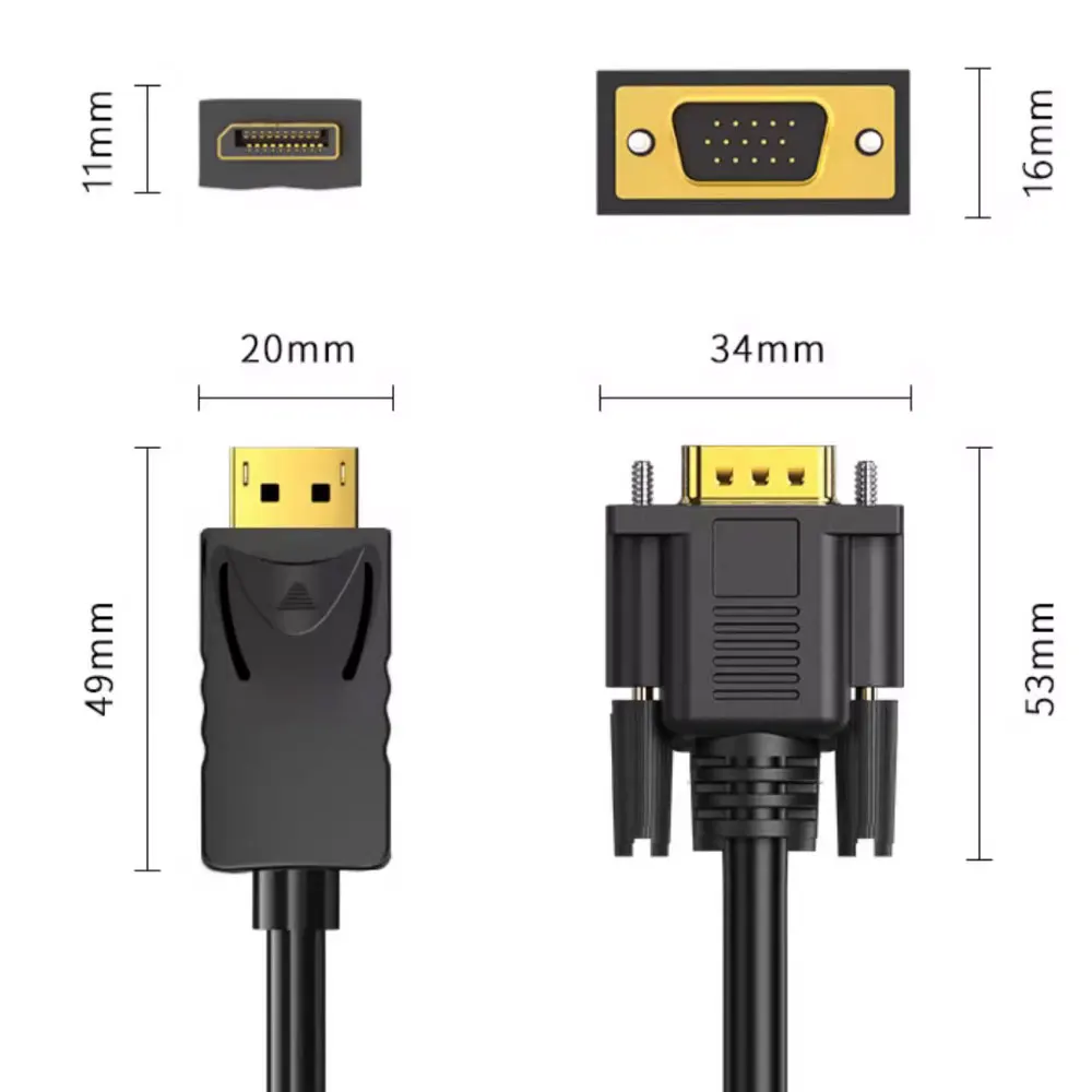 DP DisplayPort do Adapter VGA konwerter Connecto 1.8m kabel FHD 1920*1080P linia do laptopa stacjonarnego projektora TV Monitor