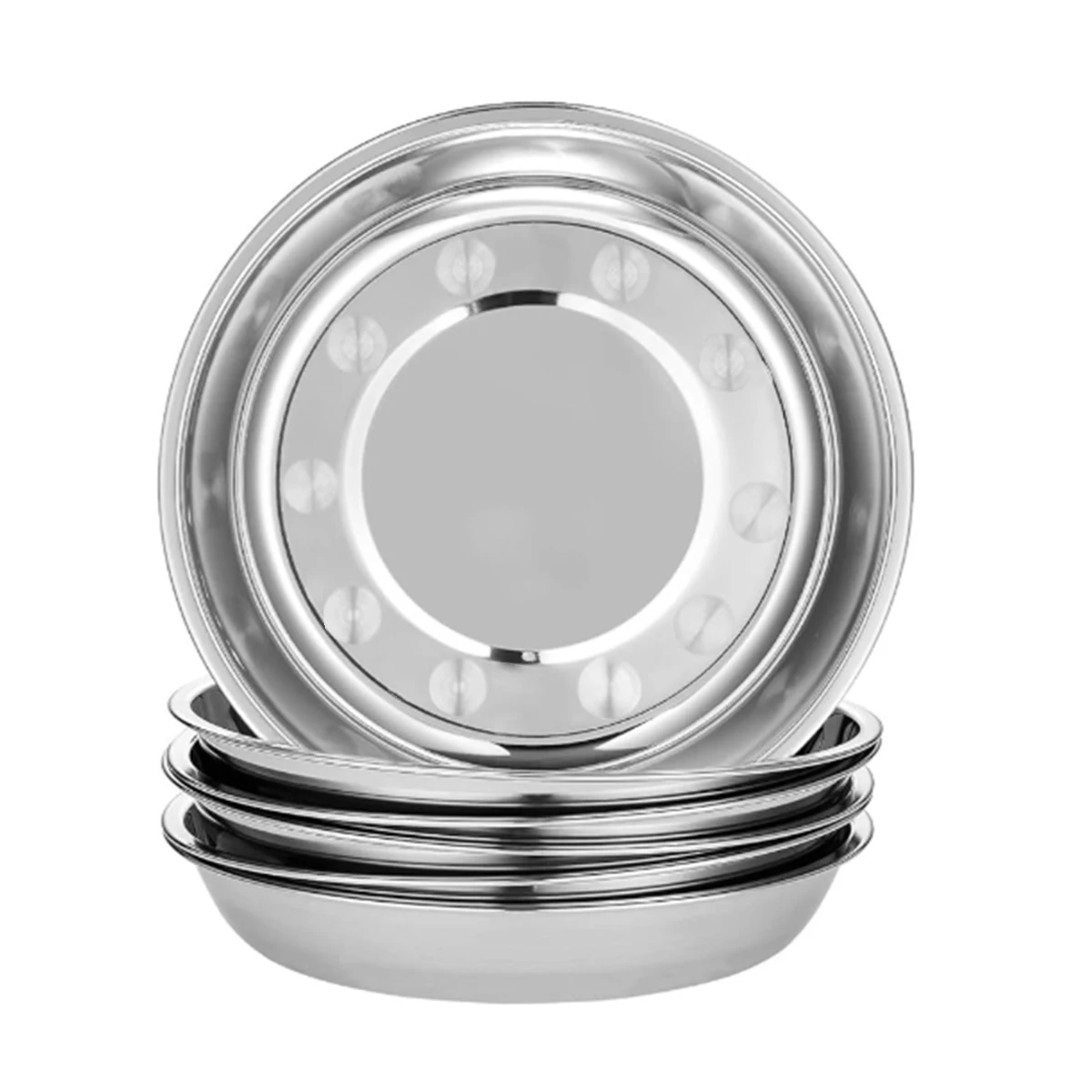 Placa de acero inoxidable pulido con espejo de estilo coreano, 6 uds., 8,54 ", adecuada para postres, aperitivos y barbacoas, perfecta para acampar