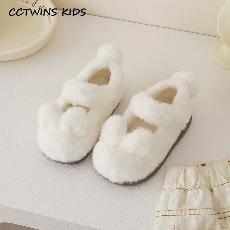 Kids Snow Boots 2023 Winter Children Fashion Brand Warm Fur Shoes Ankle Princess Flats Baby Cute Bunny Outdoor Pink Soft Sole