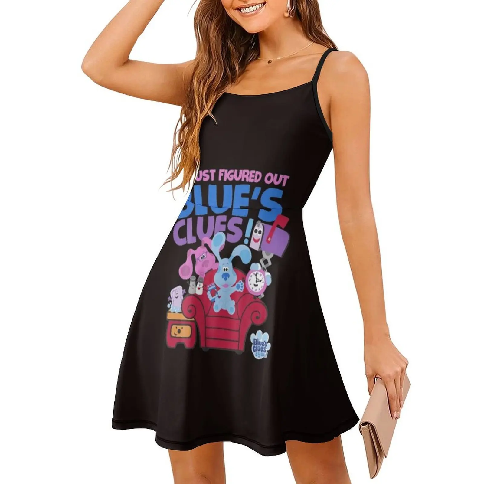 فستان Blue S Clues You Group Shot Just Figured Out Blue S على الطراز الكوري للنساء فستان كاجوال أنيق للحفلات أو الارتداء اليومي