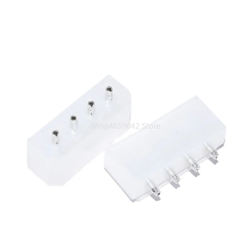 5pcs 5.08mm Pitch Molex White Big 4p 4d Female Socket Straight Hollow Needle for Pc Computer Atx Ide Power Connector