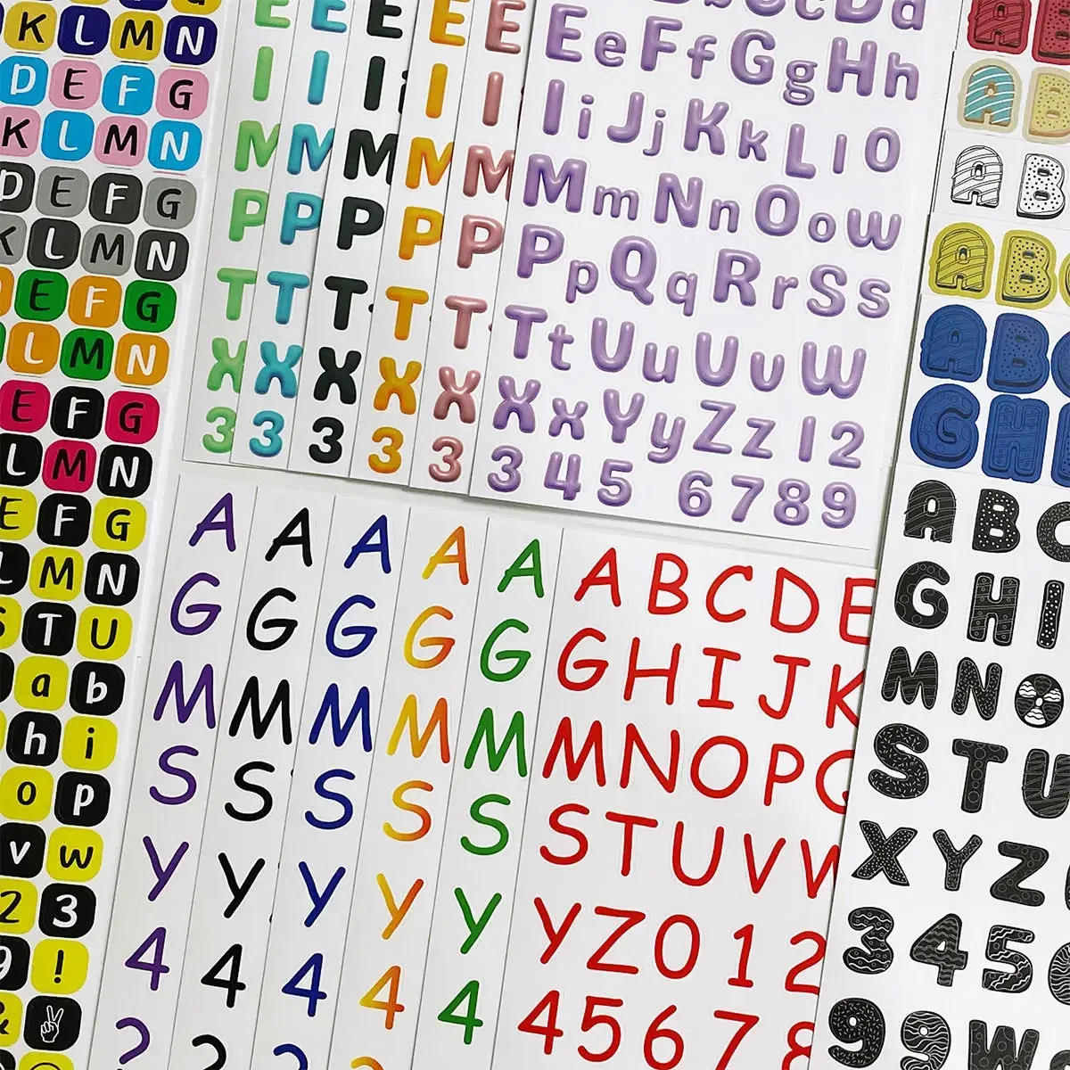 6pcs Alphabet Stickers Series Cartoon Versatile Alphabet Number Stickers for Hand Account Card Decoration