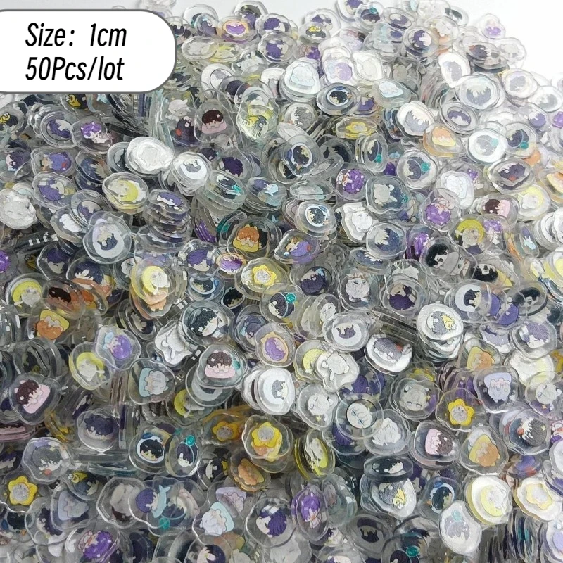 50Pcs/100Pcs Random Love and Deepspace Acrylic Patch 1cm/2cm DIY Bag Jewelry Crafts for Keychain Brooch Phone Case Ornament