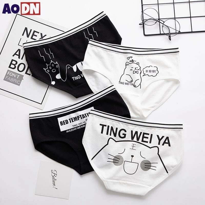 Breathable Cotton Women's Panties Cute Cartoon Printed Girls' Udnerpants Sexy Wrap Buttocks Knickers Seamless Lady Briefs