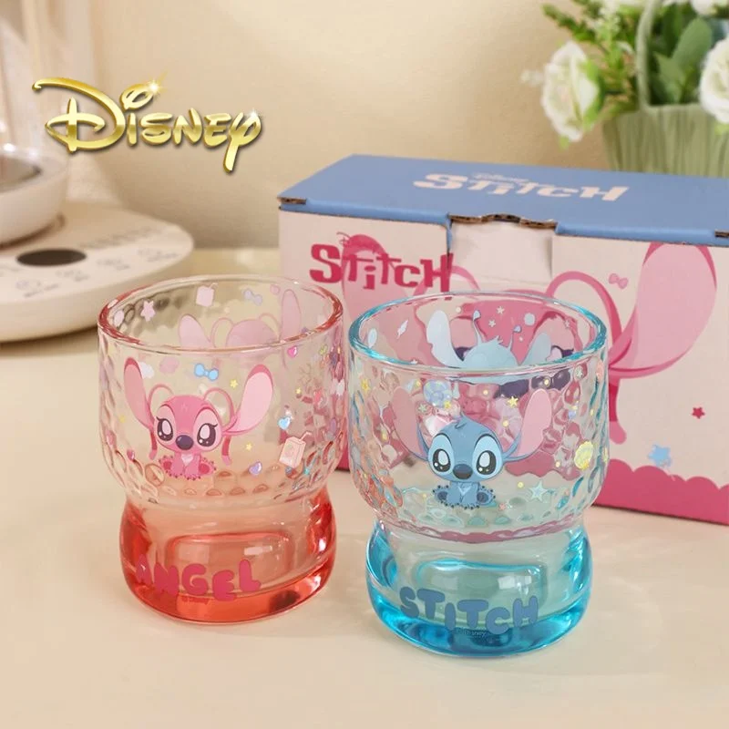 Disney Stitch Genuine Glass Cup Household Cup Juice Cup High-Value Student Drinking Cup Couple Cup Cute Cup Birthday Xmas Gifts