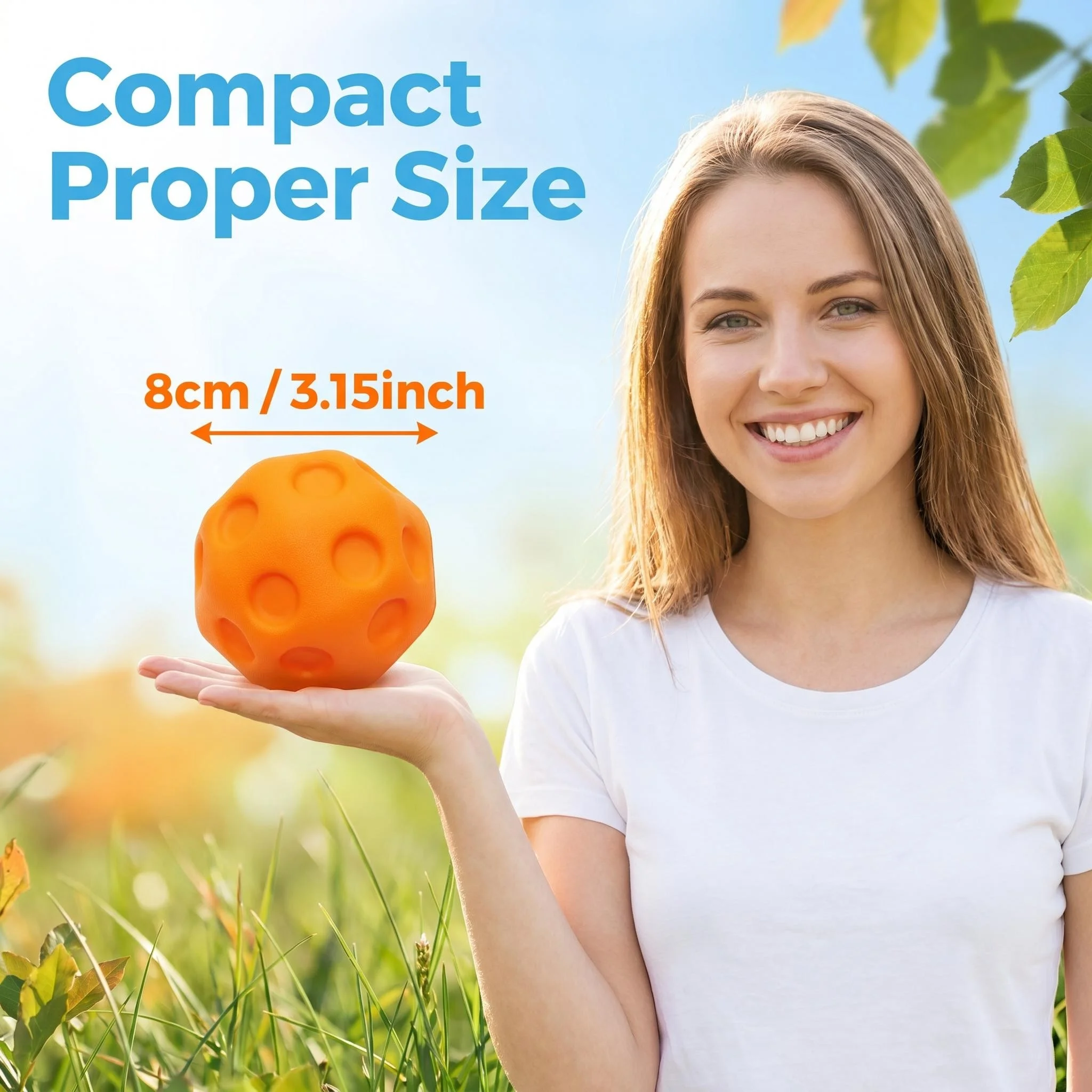 

8cm Durable Bite Resistant Dog Ball Toy Non-Toxic Upgraded PU Rubber Interactive Bouncy Chew Toy for Small Medium Large Dogs