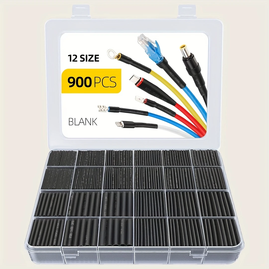Heat Shrink Tubing Kit Black Heat Shrink Wrap Cable Sleeve Insulation Waterproof Electrical Wire Cable Tubing Assortment Set