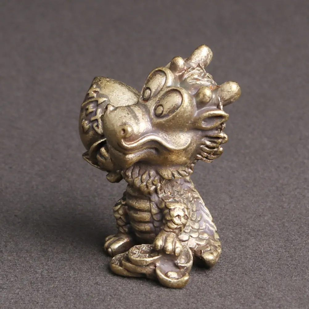 

Mini Brass Dinosaur Statue Vintage Style Home Office Ornament Decorative Dinosaur Adornment Blessing Gift Brass Decor