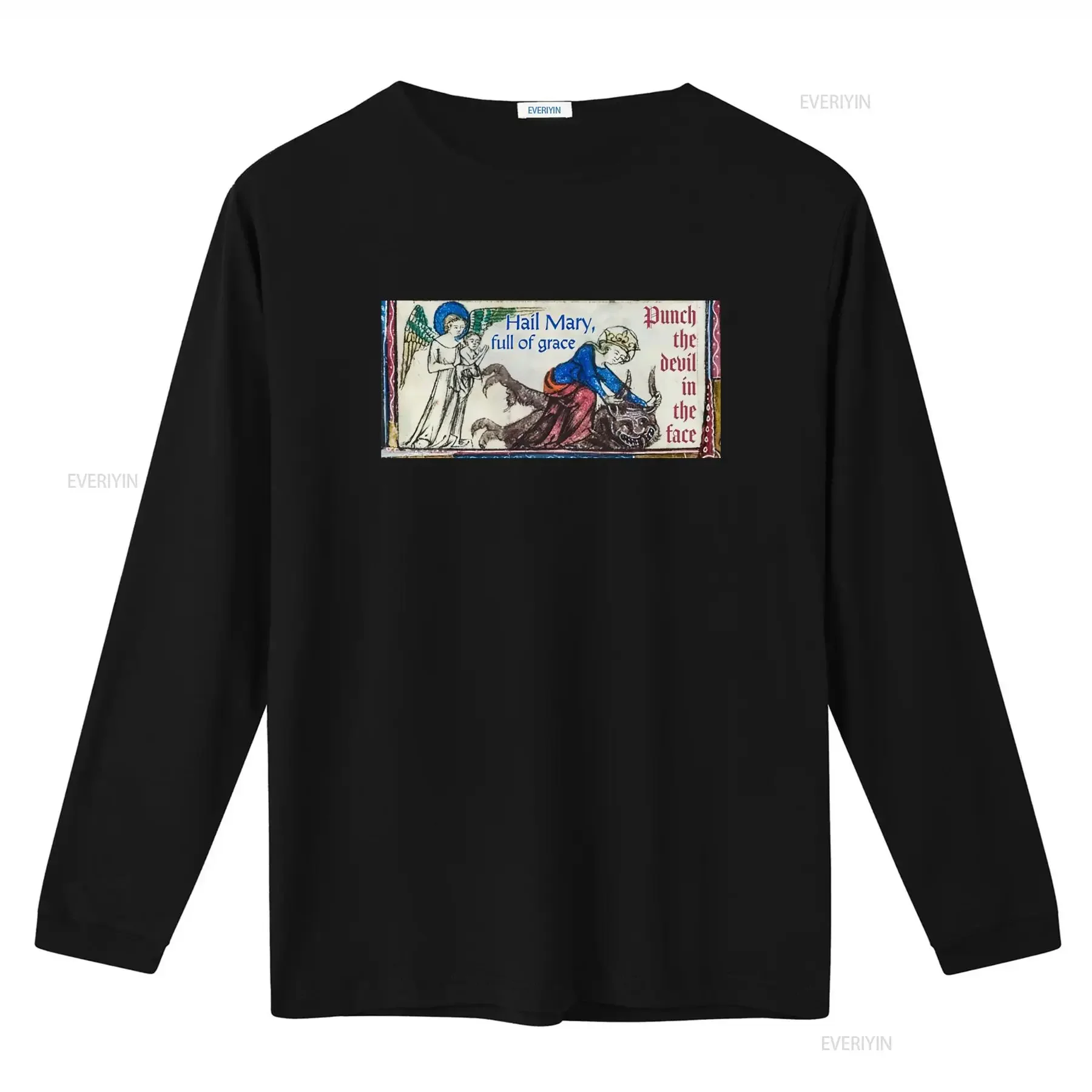 Hail Mary Full of Grace Punch the Devil in Face T Shirt Catholic Priest Ordination Confirmation Funny Comedy Design vintage