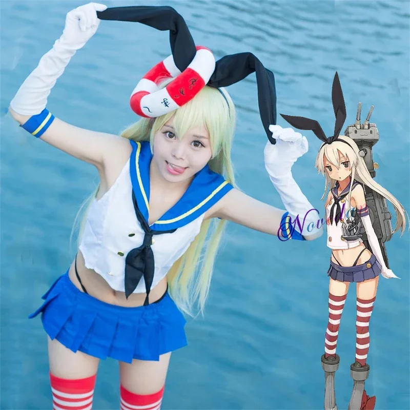EE01 Collezione Anime Kantai Shimakaze Cosplay Kancolle Ragazze sexy Vestito da coniglietto Vestito da marinaio Uniforme da donna Festa di Halloween Co & 0Ww