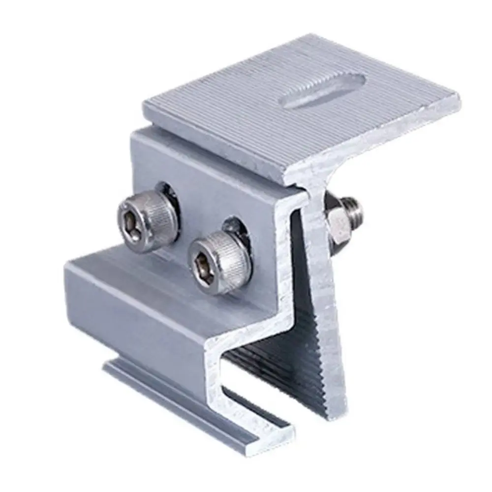 1Pcs Aluminum Alloy Solar Panel Clamp Anodized Silver Standing Seam Clamp Stainless Steel Bolts Serrated Bite Structure