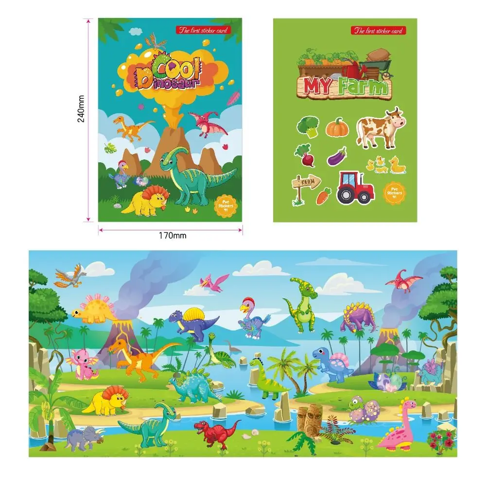 Paper Children Scene Sticker Book Educational Toys Montessori DIY Paste Material Kit Cute Handmade Animals Sticker Book Kids