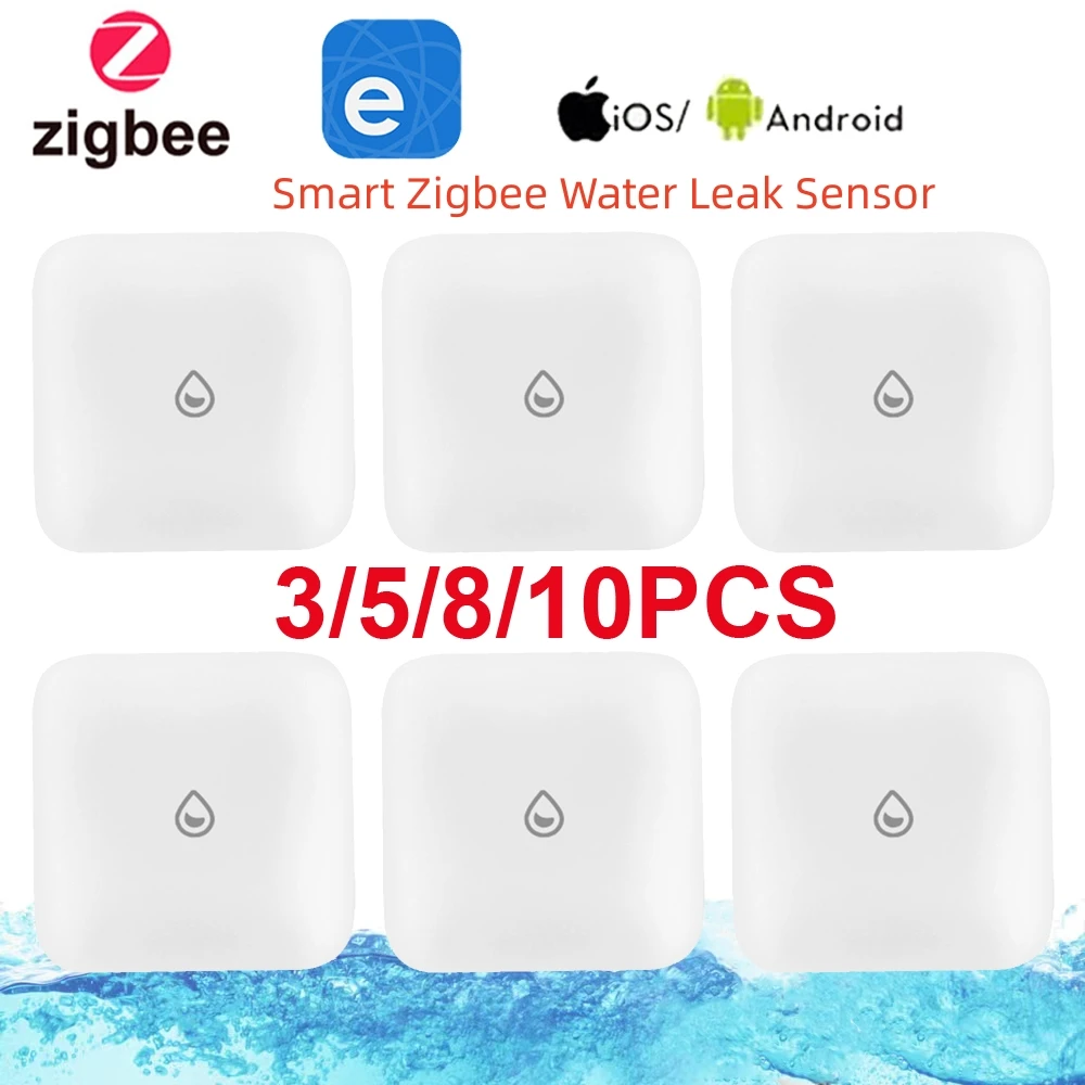 

Ewelink Zigbee Smart Home Water Leak Sensor Wireless Flooding Detector Water Leakage Detection Alert Water Level Overflow Alarm